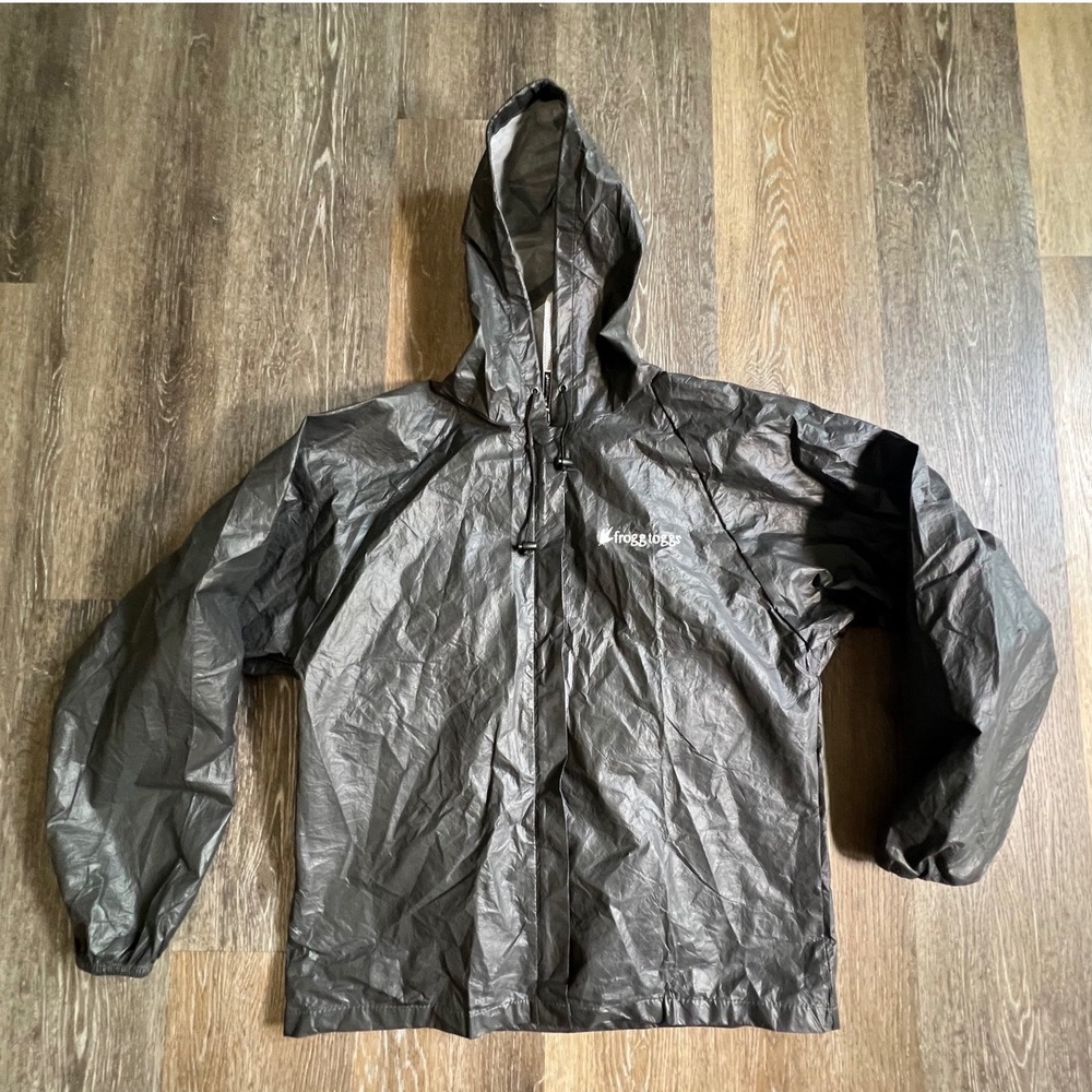 Frogg Toggs Rain Jacket Mens SM/MD Black Hooded Lightweight Waterproof